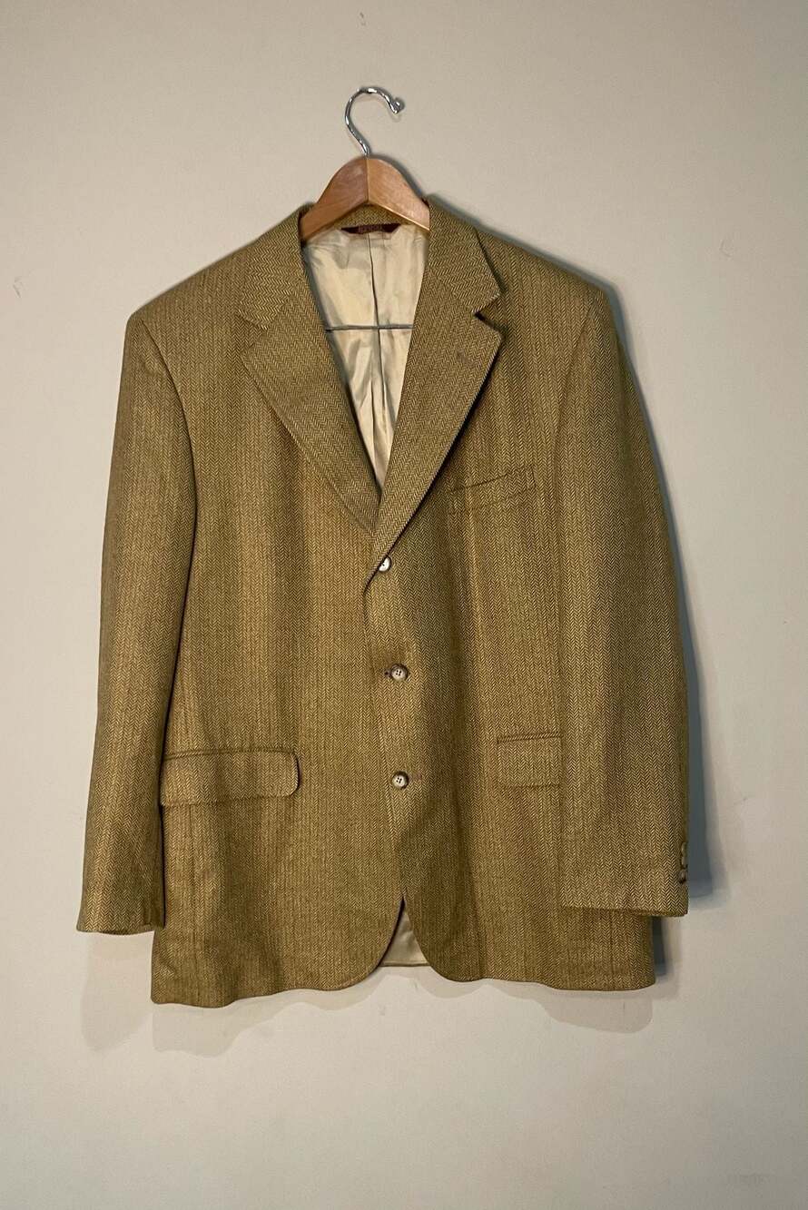 Corbin Herringbone Tweed 3-Button Sport Coat Blazer Made in USA